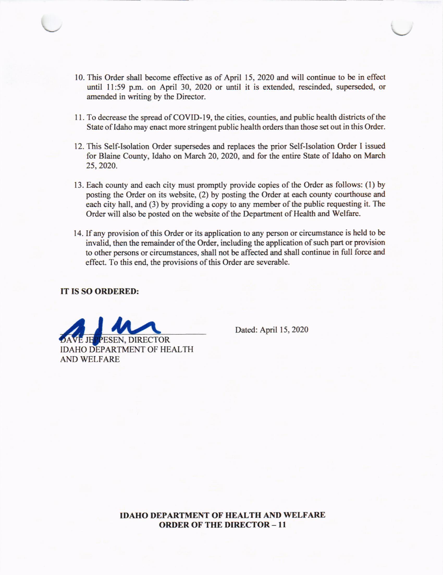 Order to Self Isolate011